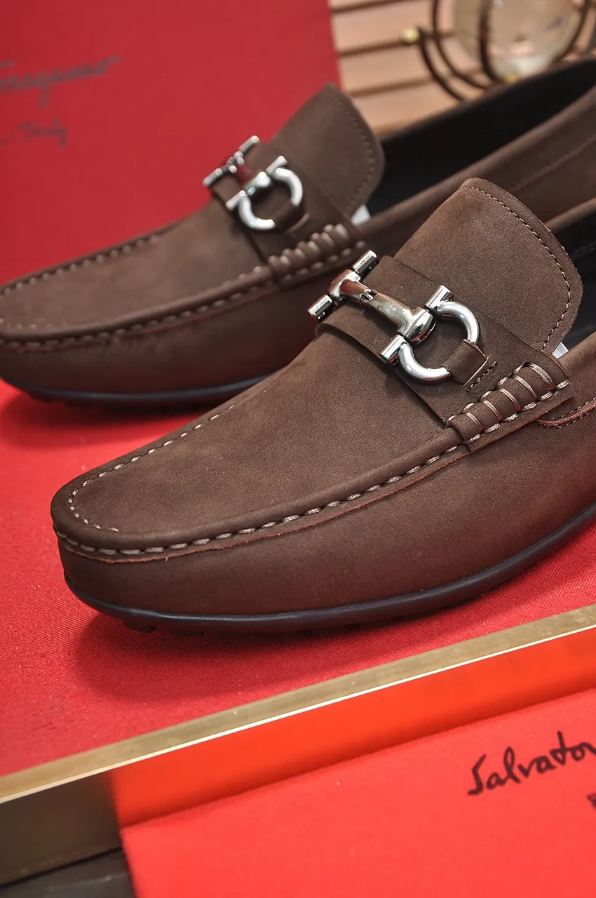 Men's shoes 💰460💶 [Ferragamo/Ferragamo] The latest model in the counter. Original imported open-sided fine cowhide hand-woven + imported 🐂 cowhide + original luxury metal buckle + original combination outsole. No pressure in comparison 38--44🎉